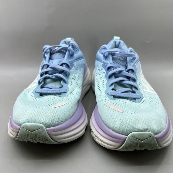 Hoka One One Bondi 8 Running Shoes Women Size 9.5 Blue Purple Cushion Sneakers - Picture 2 of 11